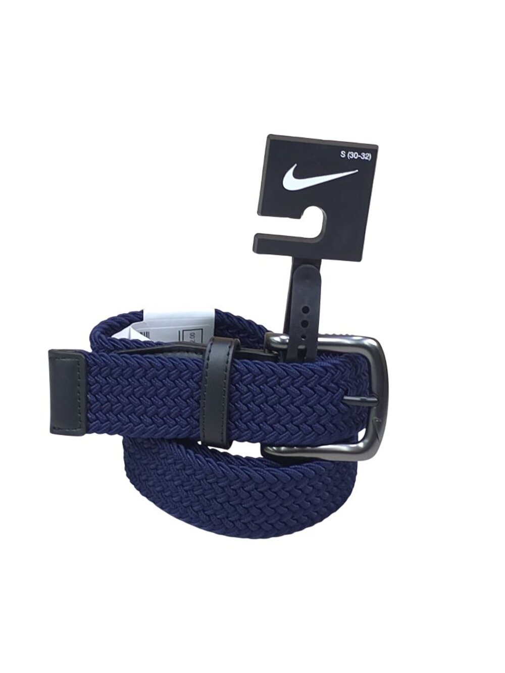 Nike Mens Stretch Braided Golf Belt Small 30-32 Navy Blue With Gunmetal Buckle